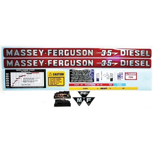 Aftermarket New Complete Deluxe Decal Set Fits Massey Ferguson Tractor 35 Diesel MF Tractors MAE30-1334 - main